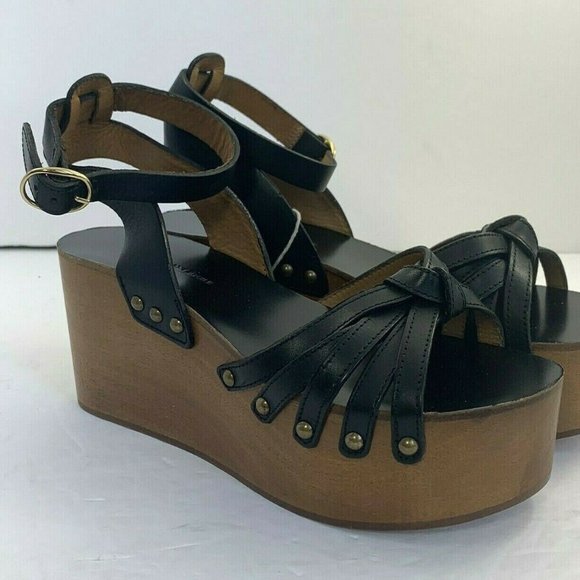 Isabel Marant Etoile Zia Leather Wooden sandal Sz5 - Picture 1 of 10